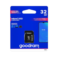 Goodram memóriakártya 32gb (microsdhc, class 10, uhs-i 1, m1aa-0320r11 utód) + sd adapter m1aa-0320r12 memóriakártya