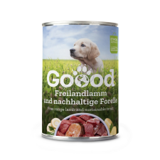 Goood Goood Junior Freilandlamm & Nachhaltige Forelle - bárányos és pisztrángos konzerv 24 x 400 g kutyaeledel