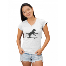  Gördeszkás kutya - Női V Nyakú Póló női póló