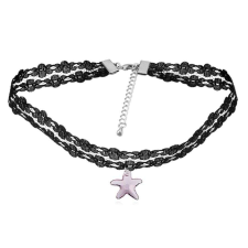 Gótikus csipkés nyaklánc- csillag alakú Swarovski kristállyal- lila nyaklánc