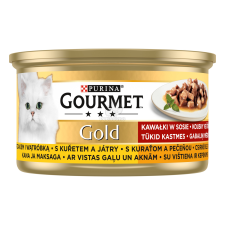 Gourmet Gold Falatok szószban 12 x 85 g csirke, szív és máj macskaeledel