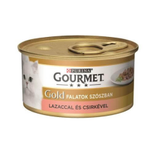  GOURMET GOLD Lazaccal és csirkével szószban nedves macskaeledel – 12×85 g macskaeledel