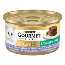 Gourmet GOLD Savoury Cake Báránnyal és zöldbabbal nedves macskaeledel 85g macskaeledel