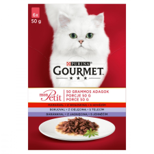 Gourmet MON PETIT Marhával/Borjúval/Báránnyal nedves macskaeledel 6x50g macskaeledel