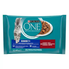 Gourmet PURINA ONE Senior marhával és sárgarépával nedves macskaeledel 4*85gr macskaeledel