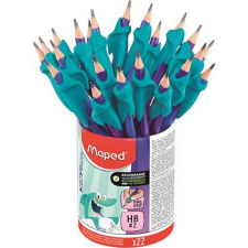 Grafitceruza radírral és ceruzafogóval, ceruzatartó, HB, háromszögletű, MAPED "Kidy Learn" ceruza