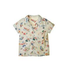  Grain de blé fehér, mintás bébi fiú ing – 74 cm