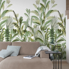 Grandeco Zöld akvarell jungle design panel – modern trópusi design tapéta, díszléc és más dekoráció