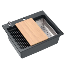  gránit mosogató KURT 110 WORKSTATION Black Dotted mosogatótálca