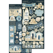 Graphic 45 The Beach is Calling Matrica Sticker Set (2 ív) matrica