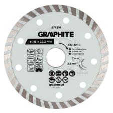 Graphite Gyémánt vágókorong 115x22.2mm, turbo, száraz és vizes barkácsgép tartozék