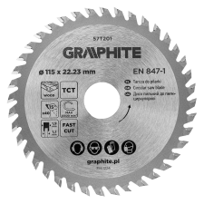 Graphite Körfűrészlap keményfém fogakkal, 115x22.2mm, 40fog barkácsgép tartozék