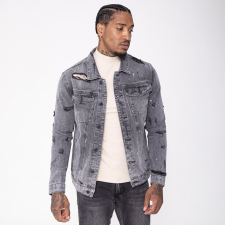 Graphite Slim Fit Denim Jacket - szürke farmerkabát - Méret: S férfi kabát, dzseki