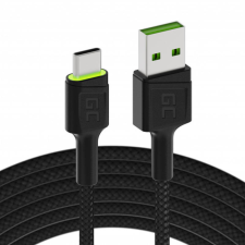 Green Cell Cable USB - USB-C Green Cell GC Ray, 120cm, green LED, with Ultra Charge, QC 3.0 kábel és adapter