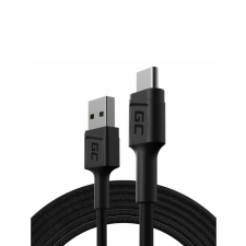 Green Cell GC PowerStream USB-A apa - USB-C apa 2.0 Adat és töltőkábel - Fekete (2m) kábel és adapter