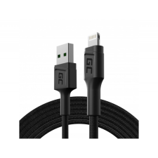 Green Cell PowerStream USB-A apa - Lightning apa Adat és töltő kábel - Fekete (2m) kábel és adapter
