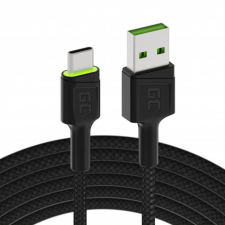 Green Cell USB kábel - USB-C Green Cell GC Ray, 200cm, zöld LED, Ultra Charge, QC 3.0, Ultra Charge, QC 3.0 kábel és adapter