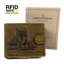 GREEN DEED farkas nyomatos, RFID védett nyelves bőr pénztárca UFA08T pénztárca
