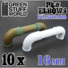Green Stuff World Plasticard Pipe Elbows műanyag cső könyök készlet 16mm 10 darabos szett
