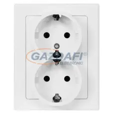Greenlux GXKP010 Dupla csatlakozóaljzat SCHUKO JUPITER 250V 16A fehér 2x(2P+PE) villanyszerelés