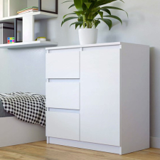 Greensite Drohmo 1D3S komód, 80x75x40 cm, fehér bútor