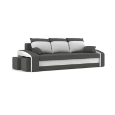 Greensite HEWLET kanapéágy 2 db puffal, normál szövet, hab töltőanyag, bal oldali puff tároló, szürke / fehér (GSAG5999114116422) bútor