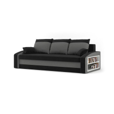 Greensite HEWLET kanapéágy polccal, normál szövet, hab töltőanyag, jobb oldali polc, fekete / szürke bútor