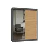 Greensite IGA 160 A/C tolóajtós gardróbszekrény 120x61x200, 1 tükörrel / díszcsíkos, antracit- tölgy