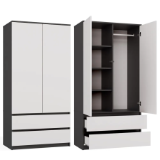 Greensite SS-90 gardróbszekrény, 90x180x50 cm, antracit-fehér bútor