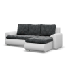 Greensite Tokio sarokkanapé, 2 ágyneműtartóval, fonott + műbőr, jobboldali, sötétszürke - fehér
