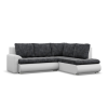 Greensite Tokio sarokkanapé, L alakú háttámlával, 2 ágyneműtartóval, fonott + műbőr, jobboldali, sötétszürke - fehér