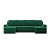 Greensite Tokio U alakú sarokkanapé, 3 ágyneműtartóval, bársony, univerzális oldal, zöld