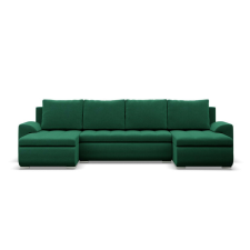 Greensite Tokio U alakú sarokkanapé, 3 ágyneműtartóval, bársony, univerzális oldal, zöld bútor