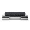 Greensite Tokio U alakú sarokkanapé, 3 ágyneműtartóval, fonott + műbőr, univerzális oldal, sötétszürke - fehér