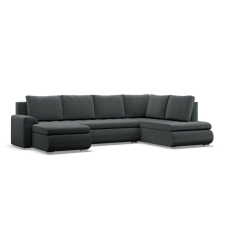 Greensite Tokio U sarokkanapé, 3 ágyneműtartóval, bársony, jobboldali, szürke bútor