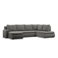 Greensite Tokio U sarokkanapé, 3 ágyneműtartóval, bársony, jobboldali, világosszürke bútor