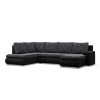 Greensite Tokio U sarokkanapé, 3 ágyneműtartóval, fonott + műbőr, baloldali, szürke - fekete