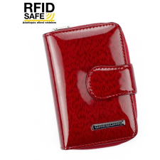 Gregorio RFID védett, csíkozott mintás, piros lakk kis, két oldalas pénztárca PT-115 pénztárca