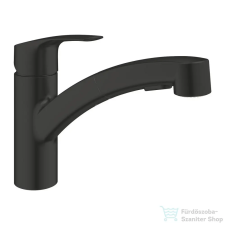 Grohe EUROSMART kihúzható fejes mosogató csaptelep 1/2,Matt fekete 303052431 (303052431) csaptelep