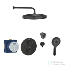Grohe falsík alatti zuhanyrendszer GROHTHERM termosztátos kezelővel, Kielle kiegészítőkkel, matt fekete SANI21GKK403 csaptelep