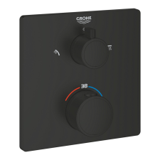Grohe Grohtherm Falsík alatti termosztátos zuhanycsaptelep 2 utas szögletes Matt fekete csaptelep