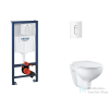 Grohe Rapid SL falra szerelhető WC szett, Bau Ceramic WC soft close ülőkével, Arena Cosmopolitan alpesi fehér nyomólappal SANI11BB3118