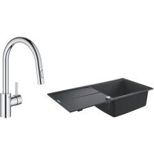 Grohe Set gránit mosogató Grohe K400 31641AP0, konyhai csaptelep Grohe Eurosmart Cosmopolitan 31481001 mosogatótálca