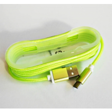  GSM0477O USB kábel iPhone/iPad-hez, lightning kábel,  szövet borítással, zöld tablet kellék