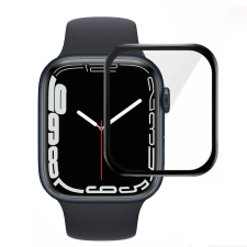 GSMLIVE Apple Watch 7 üvegfólia fekete kerettel, PMMA, akril, 9H, edzett, teljes felületen feltapad, 45mm, Akril Full Glue okosóra kellék