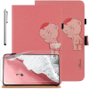GSMLIVE Samsung Galaxy Tab A7 műbőr tablet könyvtok, érintő ceruzával, kitámasztható, rózsaszín, Doll1 mintás, (+ AJÁNDÉK FÓLIÁVAL), SM-T500, Glandotu