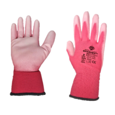 Guarder Poliészter kesztyű, PU tenyérmártott, pink méret: 9