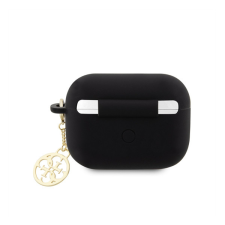 Guess 4G Charm Silicone Apple AirPods Pro 2 hátlap tok, fekete fülhallgató, fejhallgató tok