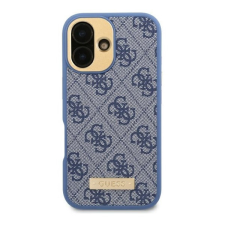 Guess 4G Logo Plate iPhone 16 Pro MagSafe kemény hátlap tok, kék GUHMP16LU4GPRB tok és táska