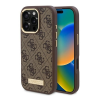 Guess 4G Logo Plate iPhone 16 Pro Max MagSafe kemény hátlap tok, barna GUHMP16XU4GPRW